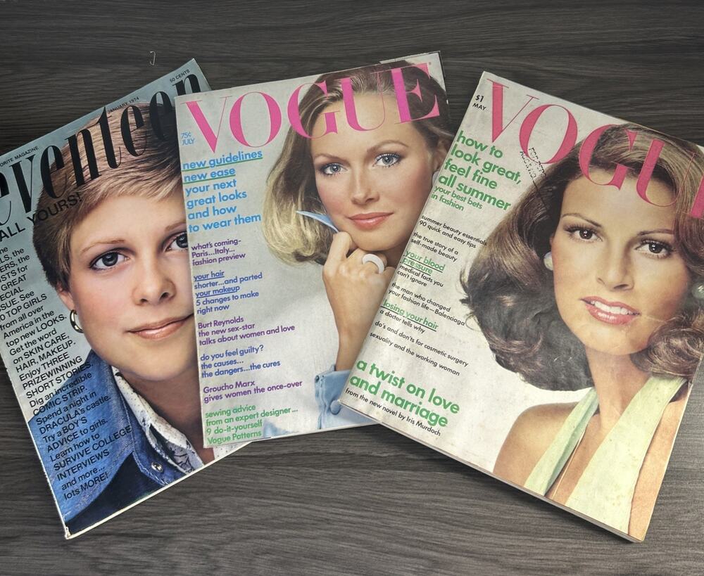 Vogue Seventeen 1970s Vintage Magazine Lot 3 Raquel Welch Burt Reynolds Dracula